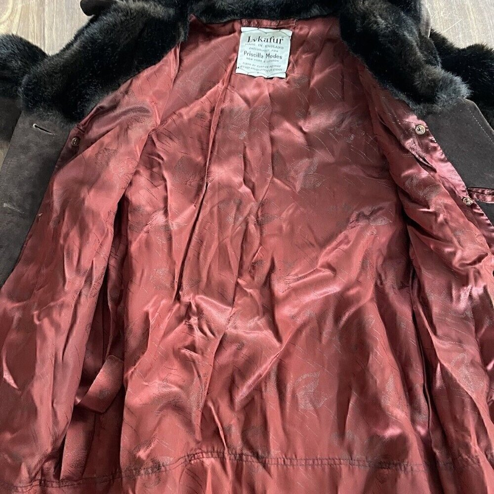 Lykafur Brown Faux Fur Coat for Women Vintage Tissavel France - Sz M w/S… - Picture 11 of 15